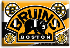 Boston Bruins Hockey Team Logo 3 Gang Light Switch Wall Plates Cover Room Decor - £13.45 GBP