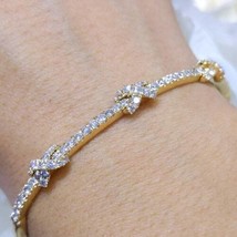 5.10Ct Round Cut Simulated Diamond Pretty Bangle Bracelet Gold Plated 925 Silver - £147.92 GBP