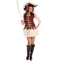 Underwraps - Sexy Treasure Pirate Costume - Adult Size Medium - White/Maroon - £21.50 GBP