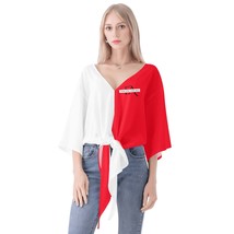 Red And White V-neck Streamers Top - £29.26 GBP