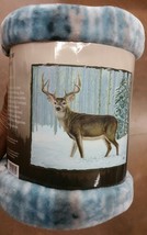 Deer in the Snow American Heritage Woodland Royal Plush Raschel Throw blanket - $23.75