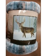 Deer in the Snow American Heritage Woodland Royal Plush Raschel Throw bl... - £18.92 GBP