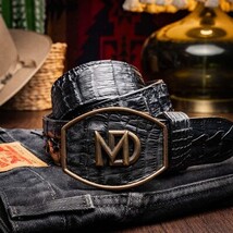 Marco Di Milano Genuine Hornback Caiman Skin Western Belt Marlboro Black image 5