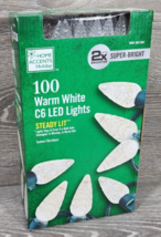 New Home Accents Holiday Super Bright 100 Warm White C6 C-6 Faceted Led Lights - £19.74 GBP