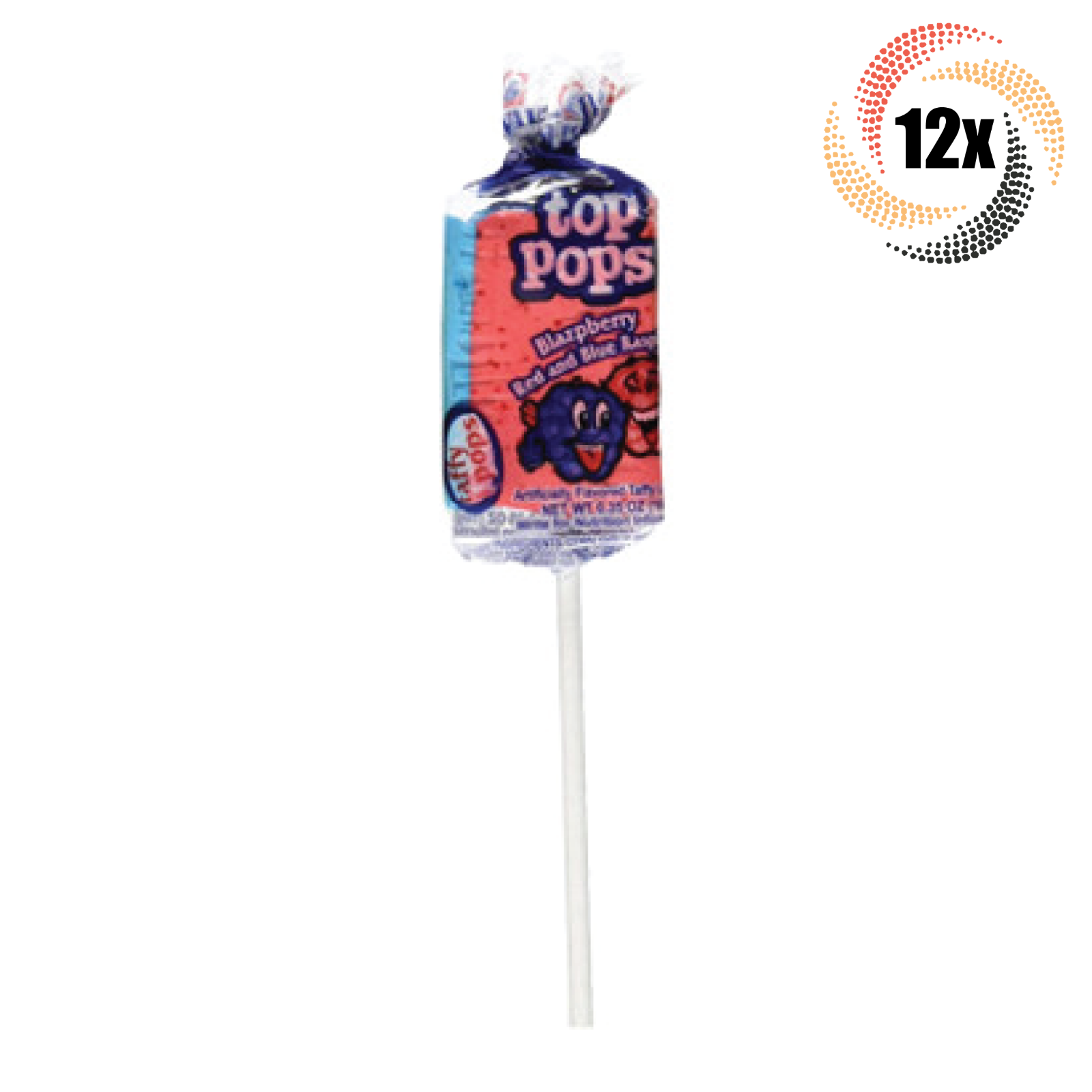 12x Pops Dorval Top Pops Blazpberry Flavor Chewy Taffy Candy Pops | .35oz - $9.95