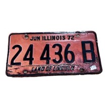 Vintage 1972 Illinois Land Of Lincoln Collectible License Plate Original 24 436B - $14.01