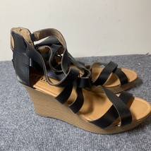 Anna Women’s Sandals Size 9.5 M Style 057–6059 Black Wedge - £11.34 GBP