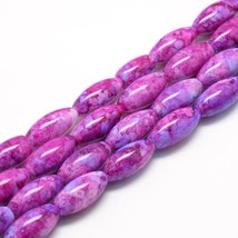 Oval Glass Beads 22mm Assorted Lot Speckled Jewelry Supplies Fuchsia Purple 10pc - £3.75 GBP