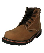 Mens Light Brown Work Boots Leather Lace Up Anti Slip Rubber Soles Botas... - €51,64 EUR