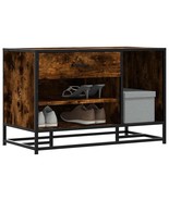 vidaXL Shoe Bench Smoked oak, black Engineered wood, metal Medium - $3,681.62 MXN