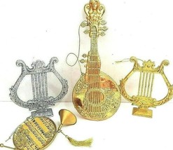 Silver &amp; Gold Tone Musical Ornaments Guitar Lyre &amp; French Horn NWOT - $14.01