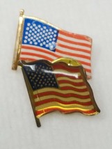 Pins American Flag Waving and Copper Furled Set of 2 Acrylic Bubble Vintage  - £8.97 GBP
