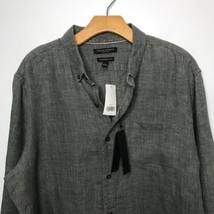 Banana Republic Linen Camden Shirt L Gray Slim Fit Long Sleeve Button Ca... - £25.87 GBP
