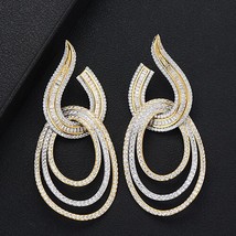 Luxury Water Drop Long Dangle Earrings For Women Wedding Cubic Zircon Crystal CZ - £43.23 GBP