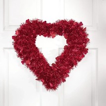 15&quot; Wreath Valentine&#39;s Day Glitter Heart Shaped Welcome Door Wall Hanger... - $16.97