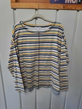 Talbots Multicolor Striped Cotton Blend Boat Neck Long Sleeve Tee Shirt NWT SzXL - £21.83 GBP