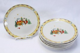 Home Snowman Outing Debi Hron Christmas Salad Plates 7 1/4&quot; Lot of 8 Xmas - £22.64 GBP