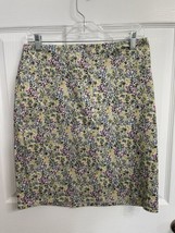 J. Jill chino floral Skirt size 8 gorgeous flowers Khaki Purple Green Blue - £12.20 GBP