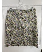 J. Jill chino floral Skirt size 8 gorgeous flowers Khaki Purple Green Blue - £12.13 GBP