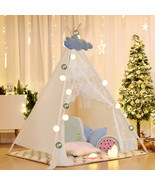 Costway Kids Lace Teepee Tent Folding Children Playhouse for Indoor Outdoor - £71.12 GBP