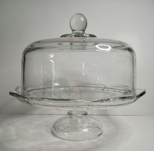 12&quot; Glass cake stand with lid VTG - £40.06 GBP