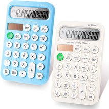 Mini Pocket Calculator Small Cute 12 Digits Standard Function, White, Blue - $29.99