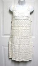 LOGG H&amp;M Sz 10 Womens White Lace Faux Panels Sleeveless Lined Cotton Dre... - $12.50