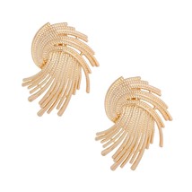 Gold Plated Swirled Rope Design Clip On Stud Earring For Women's Fashion Jewelry - £23.49 GBP