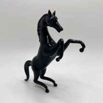 Murano Glass, Handcrafted Unique 4&#39;&#39; Standing Arabian Black Horse Figurine - $65.36