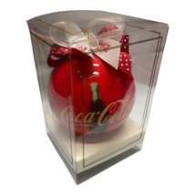 Coca Cola Christmas Ornament Red Logo Glass Ball 3” Diameter - £10.29 GBP