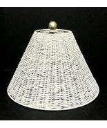 Vintage Large Woven Wicker Lamp Light Shade White For Hanging Table Beac... - $39.42