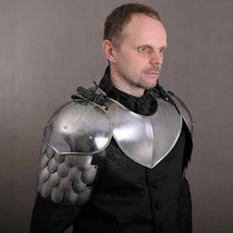 Medievale Paio Di Spallacci Con Gorgiera Spalla Giochi Ruolo Gotico Steel Armor - £114.48 GBP