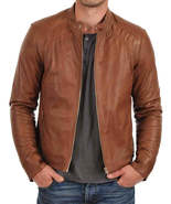 Mens Leather Jacket Stylish Genuine Lambskin Motorcycle Bomber Biker Jac... - $117.50