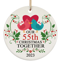 Funny Couple Bird Ornament Gift Decor 55th Wedding Anniversary 55 Year Christmas - £11.83 GBP