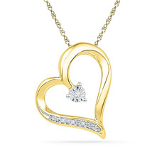 10kt Yellow Gold Womens Round Diamond Heart Pendant .01 Cttw - £95.12 GBP