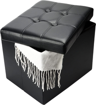 Bsketa Storage Ottoman, Folding Foot Stool with Thicker Foam Padded Seat Small L - £31.00 GBP