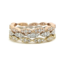 Authenticity Guarantee 
Tri-Color Stacked Diamond Scalloped Eternity Ring Set... - £1,423.38 GBP