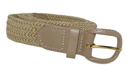 400 - Beige Nylon Stretch Braided Belt 1.25&quot; Wide On Sale &amp; Sizes To Fit Most - £11.38 GBP