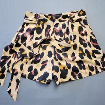 Jealous Tomato Women Shorts Size S Tan Preppy Leopard Tie Belt Waist Sho... - $14.40