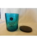 Blue Glass Candle Holder Caribbean Breeze 5&quot; Tall, Empty With Lid - $17.81