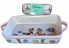 Chip &amp; Dale Easter Eggs Rectangle Ceramic Baking Casserole Pan Dish &amp; 2 Ramekins - £47.01 GBP