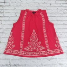 Miss Me Top Womens Small Red Embroidered Sleeveless V Neck Aztec Boho - £15.62 GBP