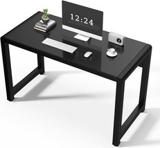 Computer Desk 47.2&quot; Tempered Glass Desk Study Writing Table Personal Wor... - $168.93