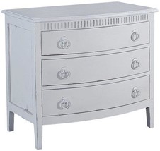 Chest of Drawers Theodore Bow Front Antiqued White Solid Wood Brass 3-Drawer - £1,382.08 GBP