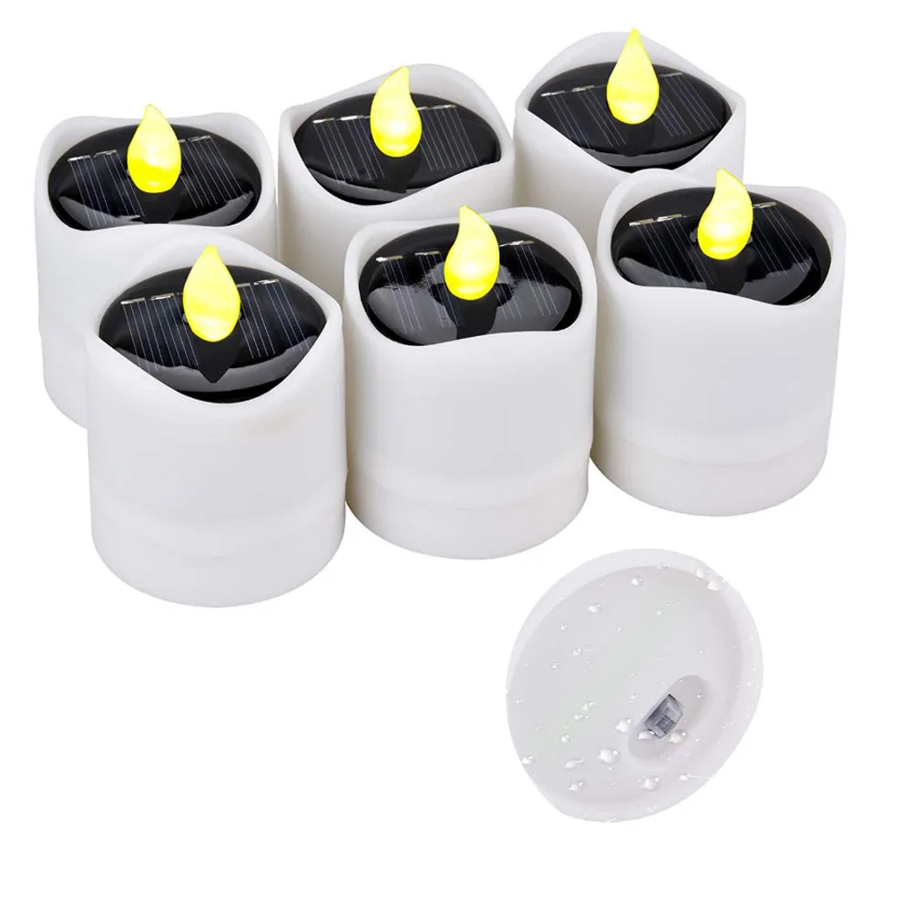 6x Solar Powered Electric Candles Warm White Flicker LED Tea Light IP65 Outdoor  - £183.43 GBP
