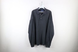 Vtg 90s Streetwear Mens Medium Faded Ribbed Knit Long Sleeve Rugby Polo Shirt - £39.53 GBP