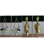 Lot 2x Rhinestone Crystal Bead Yellow Blue Faux Pearl Earrings Hook Clip... - $276.56 MXN