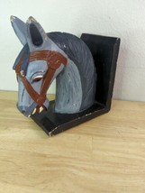 Vintage Wood Hand Carved laughing Mule/Donkey Bookend paperweight gag gift? - $28.97