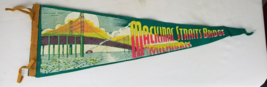 antique vintage felt pennant Mackinac Straits Bridge Michigan 26&quot; NICE C... - $29.99