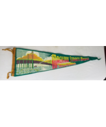 antique vintage felt pennant Mackinac Straits Bridge Michigan 26&quot; NICE C... - $29.99